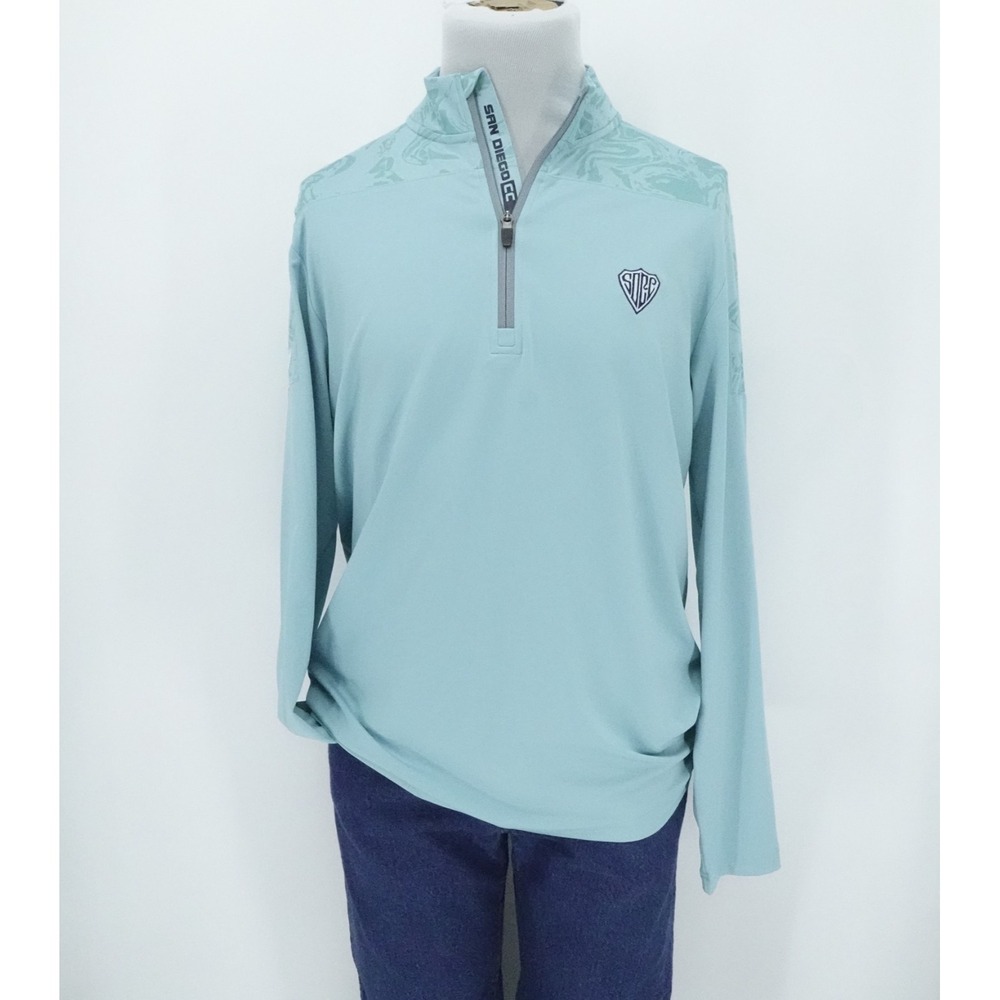 San Diego Country Club Pullover Mens Medium Blue Quarter Zip Golf Casual Preppy‎